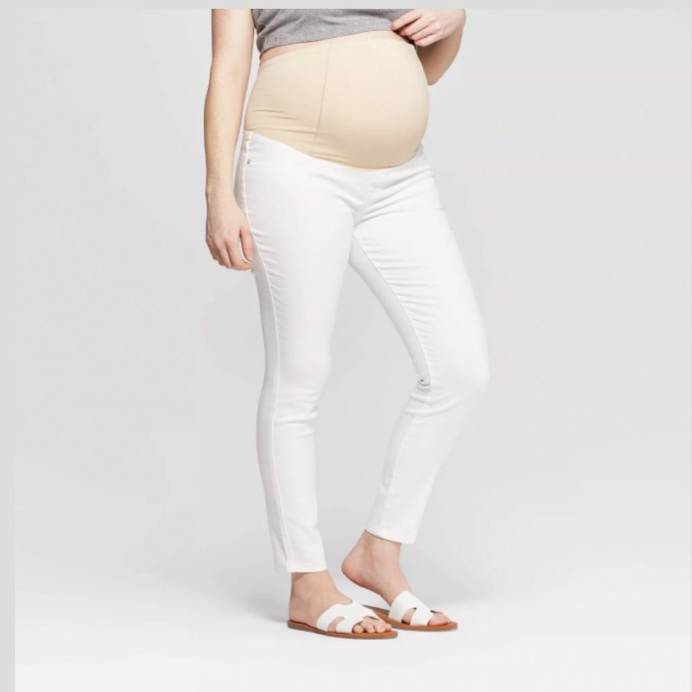 2/$24 💥🆕 Ingrid & Isabel Maternity Crossover White Skinny Pants Size 18 | 728